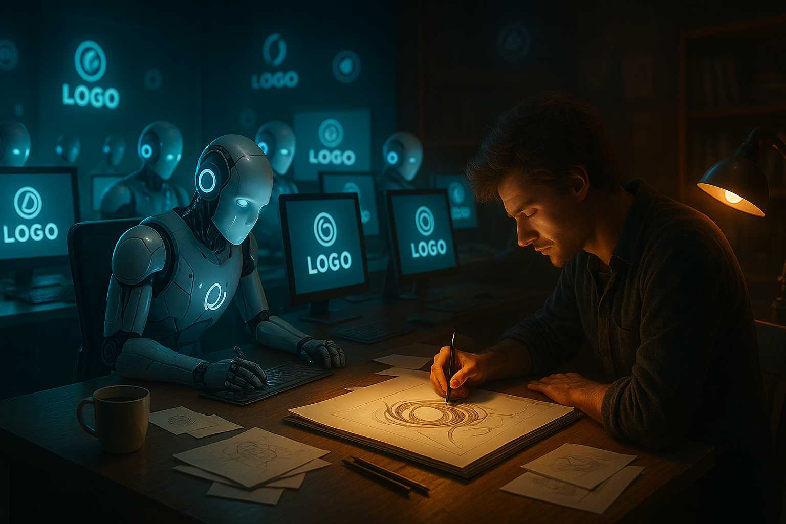 AI destroying creative industry concept image