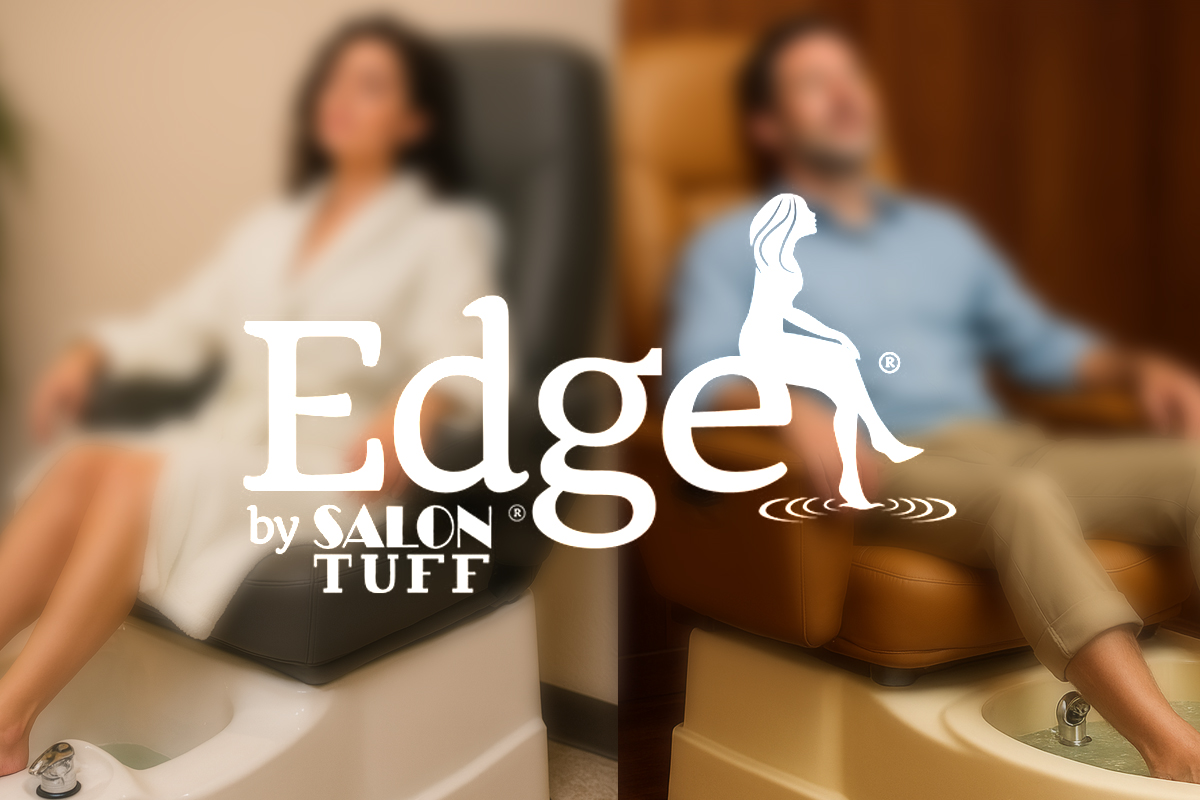 Mockup of Edge Spa flyer displayed on a wooden surface, reinforcing wellness and natural ambiance.