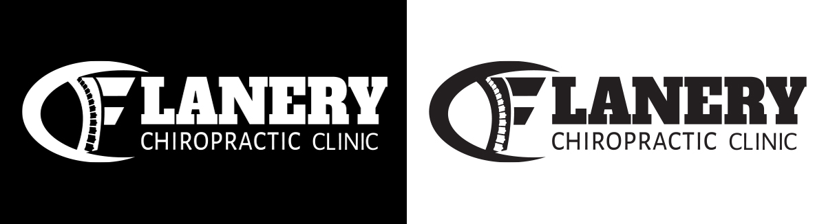Flanery Chiropractic Clinic logo shown on dark and light backgrounds
